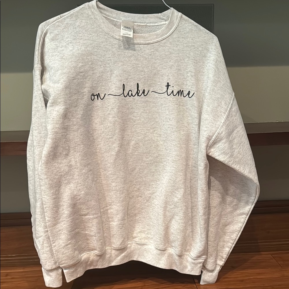 “On Lake Time” Light Gray Sweatshirt